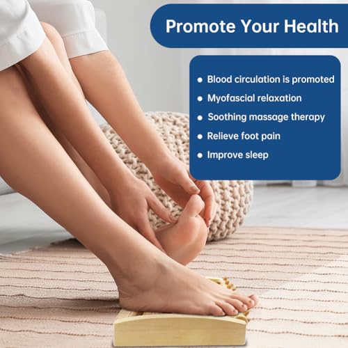 ACWOO Fußmassageroller Holz, Roller Fußmassagegerät, Fußroller Holzroller Fußmassage Fersensporn Massagegerät für Füße-Durchblutungsförderndes Fußmassagegerät, Fußroller Stressreduzierung Entspannung 5
