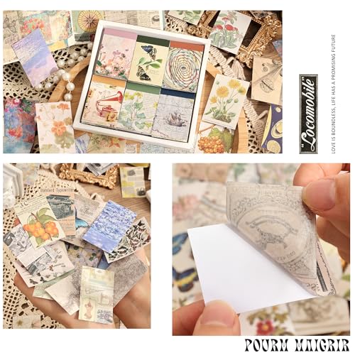 Image of 6 Sets 300 Pcs Washi Stickers Set Vintage Aesthetic Sticker Book for Journaling Decorative Scrapbook Floral Paper Sticker Kit for Scrapbooking, Bullet Journal, Art Craft Gifts, Notebook Making