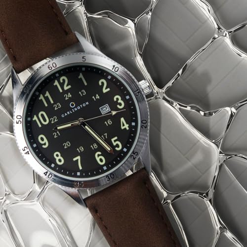 Image of Carlington Aristocrat Series Analog Date Watches for Men with Premium Leather Strap - CT 1076