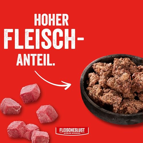 Fleischeslust Nassfutter für Hunde & Katzen | Steakhouse Rind pur (6x800g) | Reinfleisch-Dosen | Monoprotein | Ergänzungsfutter | getreidefrei | sensitiv