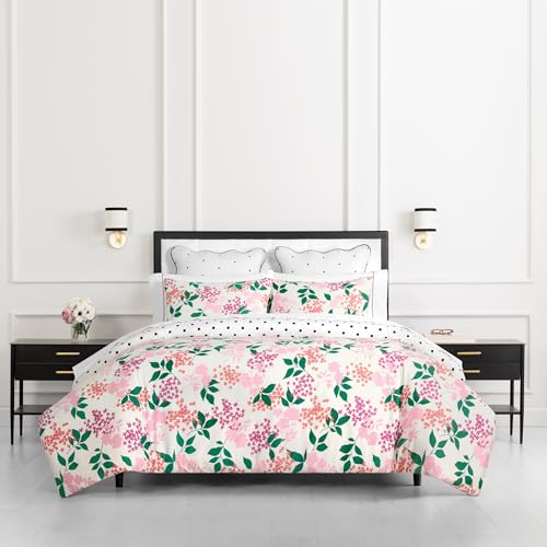 Image of kate spade new york Bold Blossoms King Comforter Set, 300 Thread Count Cotton Reversible Cover, All Season 3 Piece Bedding, Machine Washable, Floral Multicolor