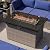 EAGLE PEAK 42 Inch Outdoor Propane Gas Fire Pit Table, 50,000 BTU Auto-Ignition Rectangular Gas Fire Pit with Glass Wind Guard, Gray PE Rattan