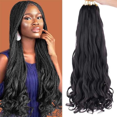 Xtrend Pre Stretched French Curly Braiding Hair 26 Inch 8 Packs Bouncy Loose Wave Braiding Hair Hot Water Setting Yaki Texture Synthetic French Curls for Women Black Hair Extensions(26 Inch,1B#)…