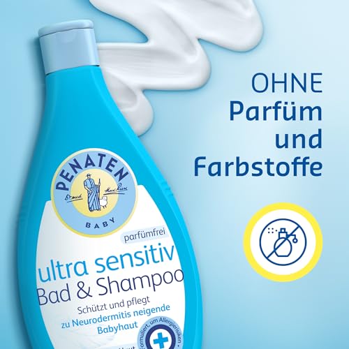 Penaten Ultra Sensitiv Bad & Shampoo besonders mildes Baby Bad & Baby Shampoo für hochsensible zu Neurodermitis neigende Babyhaut, 400ml 3