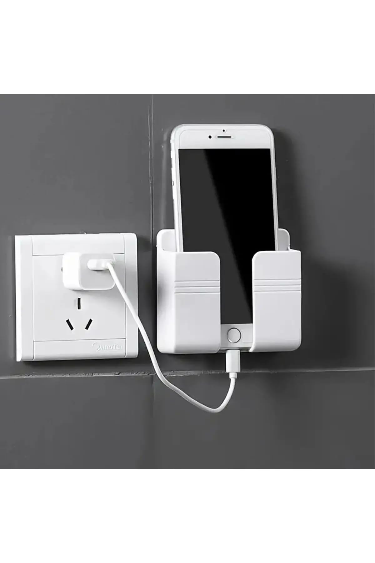 Craftopya Duvara Monte Telefon Tutucu, Yapışkanlı Şarj Standı, Matkapsız Pratik Kurulum, Yatak Odası, Banyo ve Mutfak için Evrensel Telefon Askısı Düzenleyici (Beyaz) - (2'li Paket)
