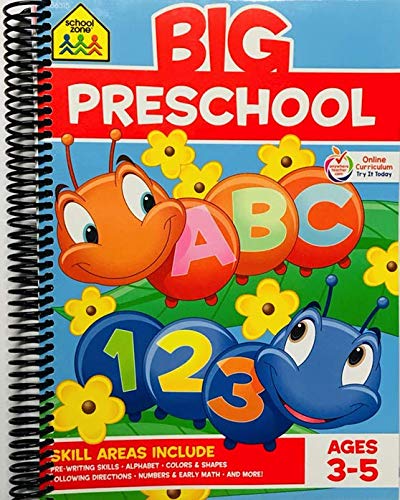 School Zone - Big Preschool Workbook - Ages 3 - 5, Colors, Shapes, Numbers 1-10, Alphabet, Pre-Writing, Pre-Reading, Phonics, and More (School Zone Big Workbook Series)