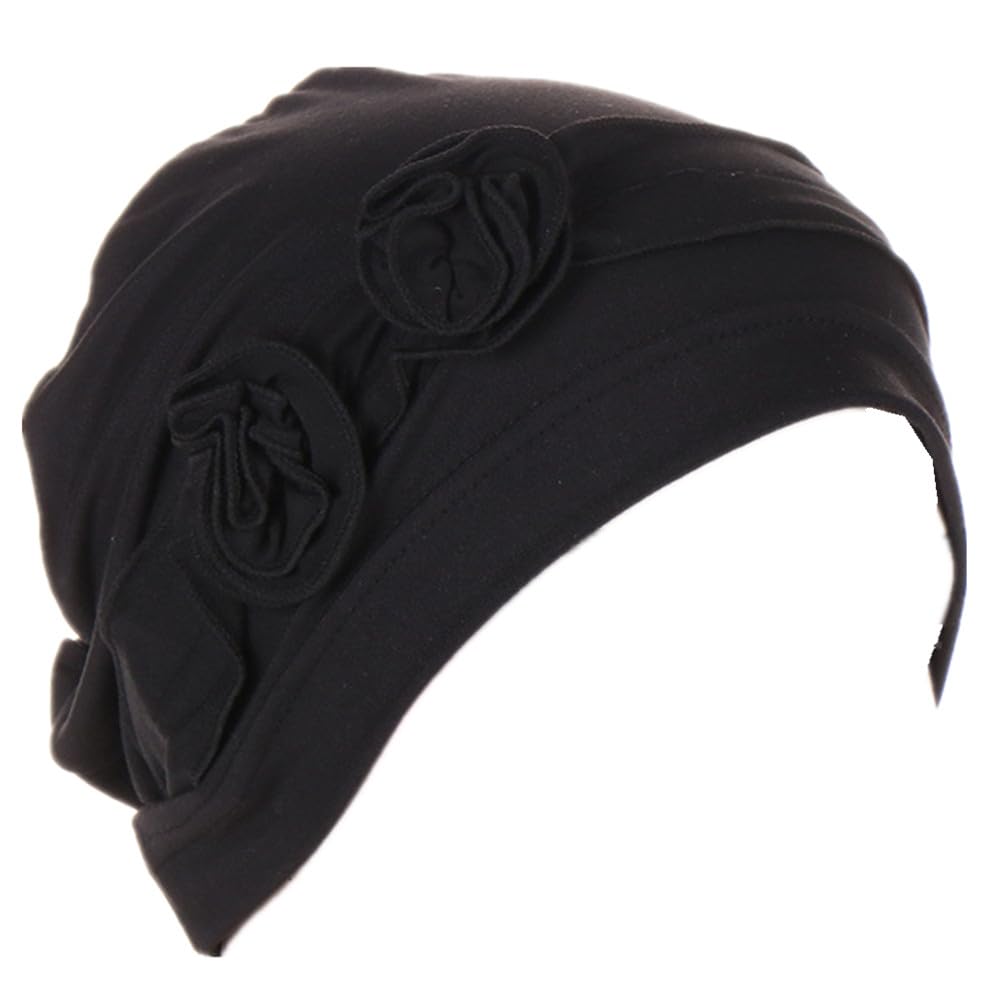YRANXQUN Chemo Turbans for Women Soft Solid Flower Hats pre Tied Slip on Head Scarves for Cancer Headcovering