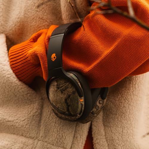 Image of Skullcandy Crusher Evo Wireless Bluetooth Headphones with Multi-Sensory Bass, Noise Isolating Over-Ear Fit, Up to 40 Hours Battery, Microphone for iPhone Android - Realtree APX Black /Orange