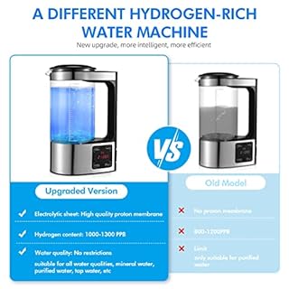 Générateur d'eau à hydrogène 2L avec technologie SPE et PEM, version améliorée Générateur d'hydrogène riche en hydrogène avec écran tactile LED et thermostat Hydrogen Water Lonizer pour la maison
