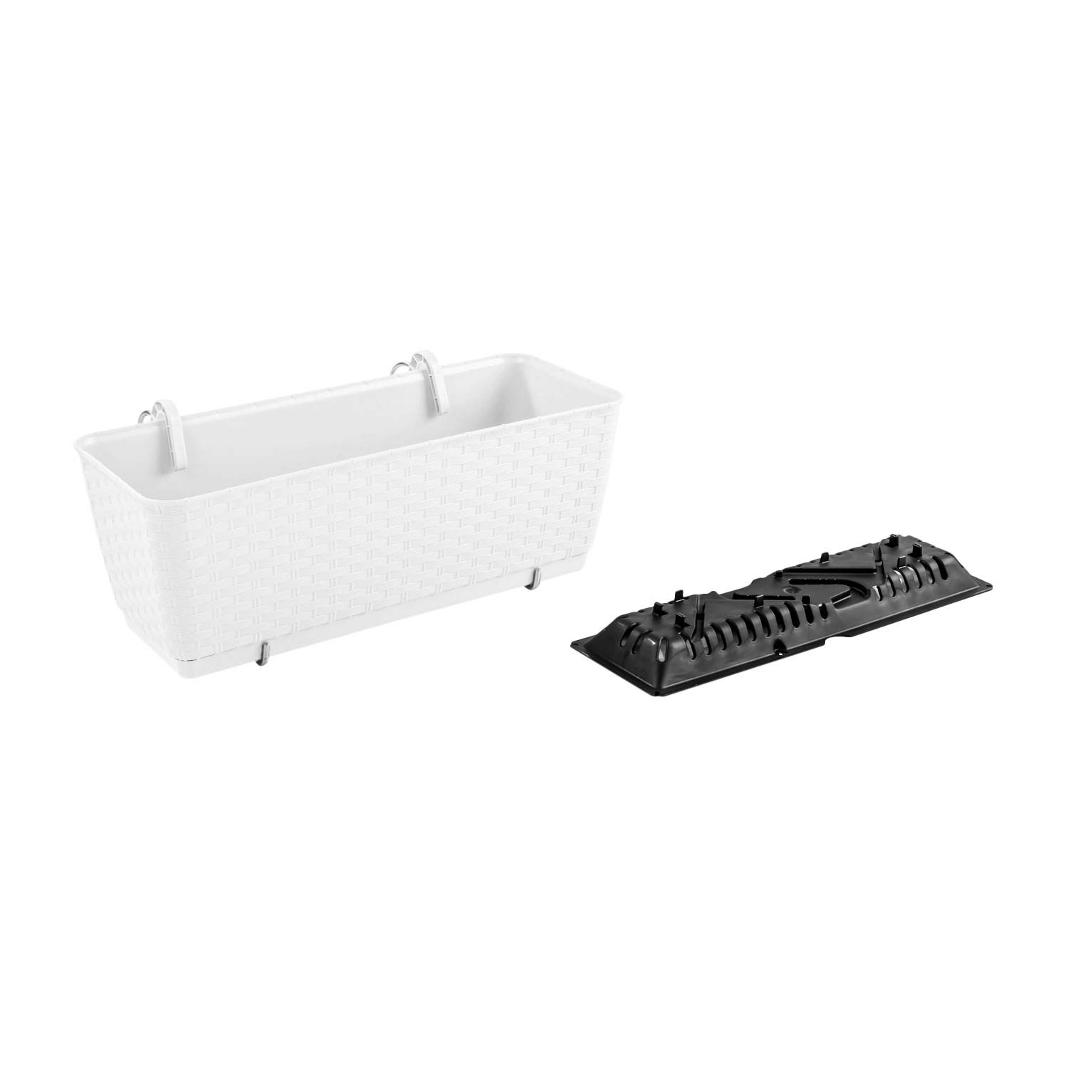 PAFEN Set 3 Fioriere Da Balcone Effetto Rattan - 40x27x22,5 Cm