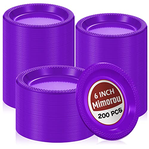 Mimorou 200 Pcs Plastic Dessert Plates 6 Inch Disposable Round