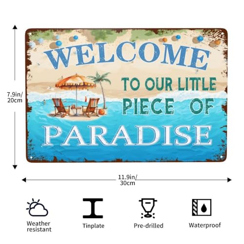 Pool Signs For Outside, Bundle Swimming Pool Decor Metal Tin Signs Pool Area Decorations Beach Welcome Signs 12x8 Inch Funny Pool Rules Tin Signs For Beach Home Garden Outdoor Signs Wall Decor