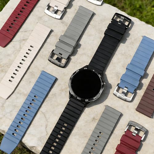 Image of 22mm Strap Compatible with Huawei Watch GT 6 Pro GT6 GT5 GT4 46mm Quick Release 22mm Fluororubber Watch Band for Amazfit bip 6 /Garmin Venu 4 45mm /Forerunner 265 /255 Bands (NO WATCH)