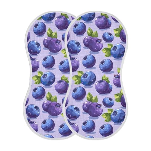 xigua Cartoon Blueberries Baby Burp Cloths for Newborn Boys and Girls 4 Pack, Soft & Absorbent Cotton Baby Burp Cloth, Baby Washcloths, Newborn Towel, Burp Rags2