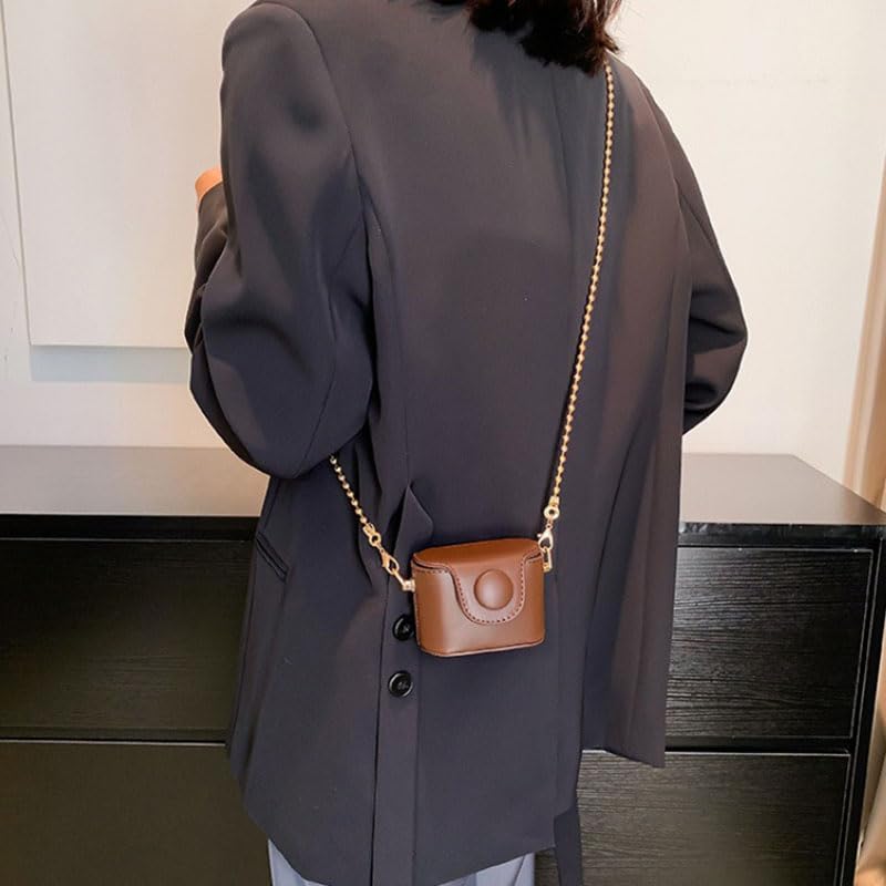 Women's Vintage - Mini Chain Lipstick Box Bag, Chic Retro Crossbody Pouch for Essentials (One Size,Coffee)3