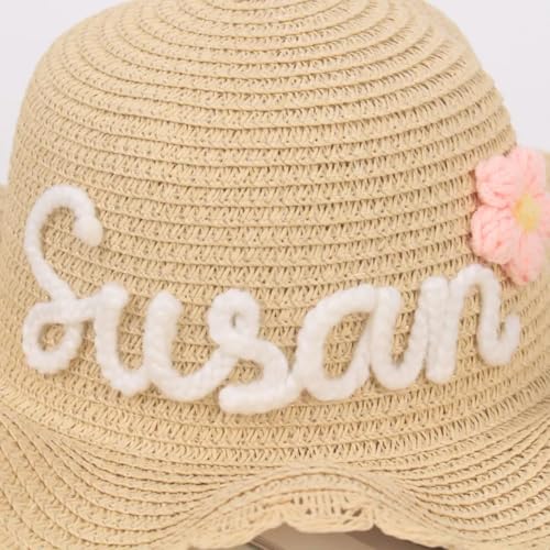 Personalized Straw hat with Name,Embroidered Name Straw Hat,Personalized Bride Gift2