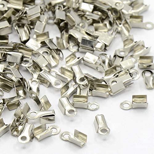 lot de 100 embouts caches-nœuds à écraser en métal doré ou argenté clair 9x3,5 mm (argenté)