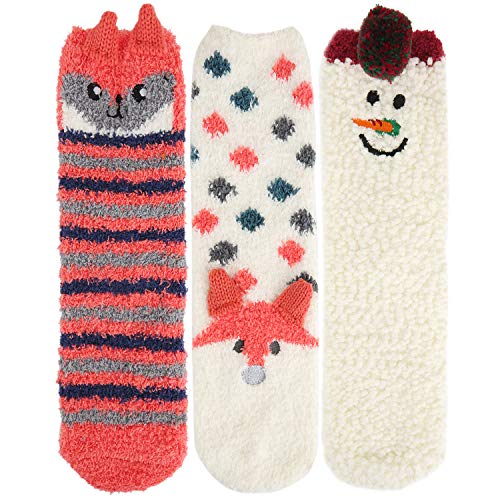 Benefeet Sox Women Girl Cute Animal Fuzzy Socks Winter Warm Soft Slipper Sock Fluffy Sleeping Thermal Fleece Plush Sock Gift2
