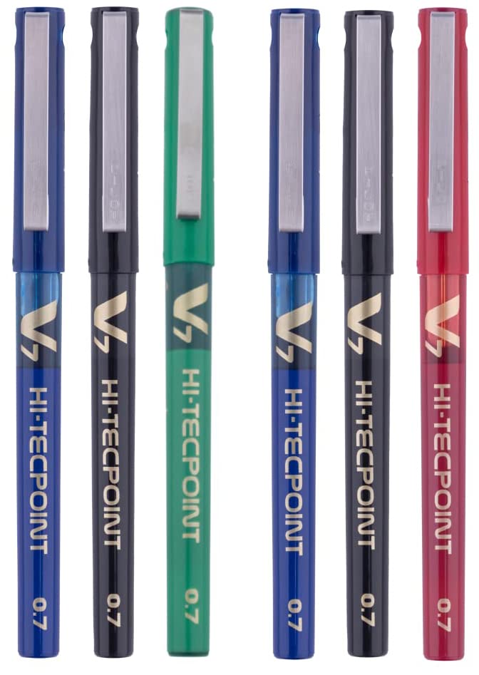 Image of Pilot V7 Liquid Ink Roller Ball Pen (1 Blue + 1 Black + 1 Red) V7 Liquid Ink Roller Ball Pen (1 Blue + 1 Black + 1 Green)