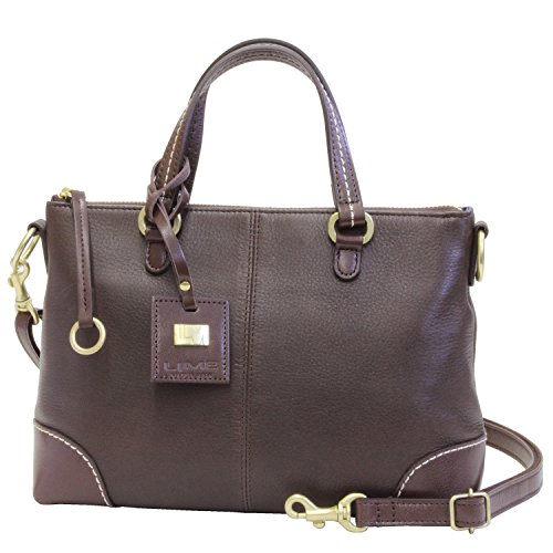LIME made in Japan ミニショルダーバッグ 革 Ｌ1936 チョコ 2way ハンドバッグ レディース 本革 日本製 ライム ジップシルキー