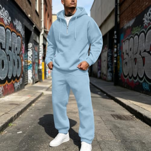 Mens Sweatsuits Two Piece Set Oversized Lighweight Workout Jogging Suits - image 2