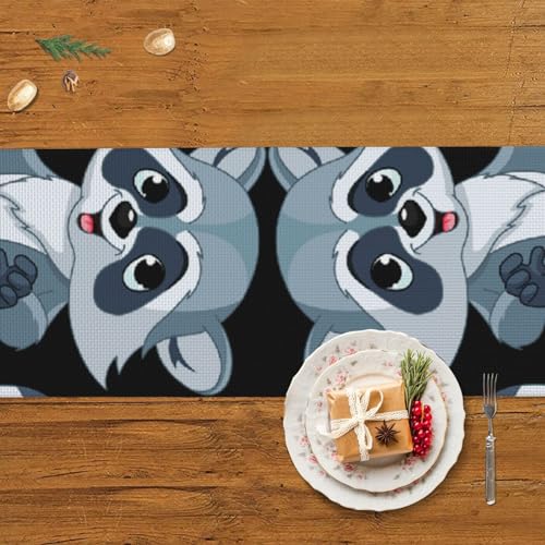 Chemin de table de 152,4 cm style chalet raton laveur pour cuisine
