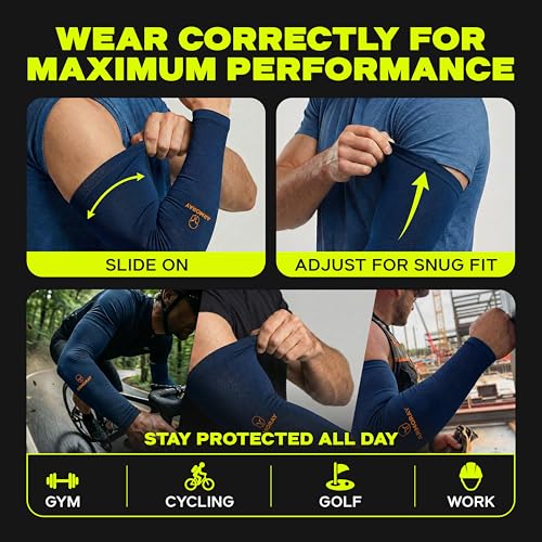 Image of ARMORAY Arm Sleeves for Men or Women - Compression Warmers to Cover Tattoo - for Basketball Golf Running Football Cycling or Sun Protection