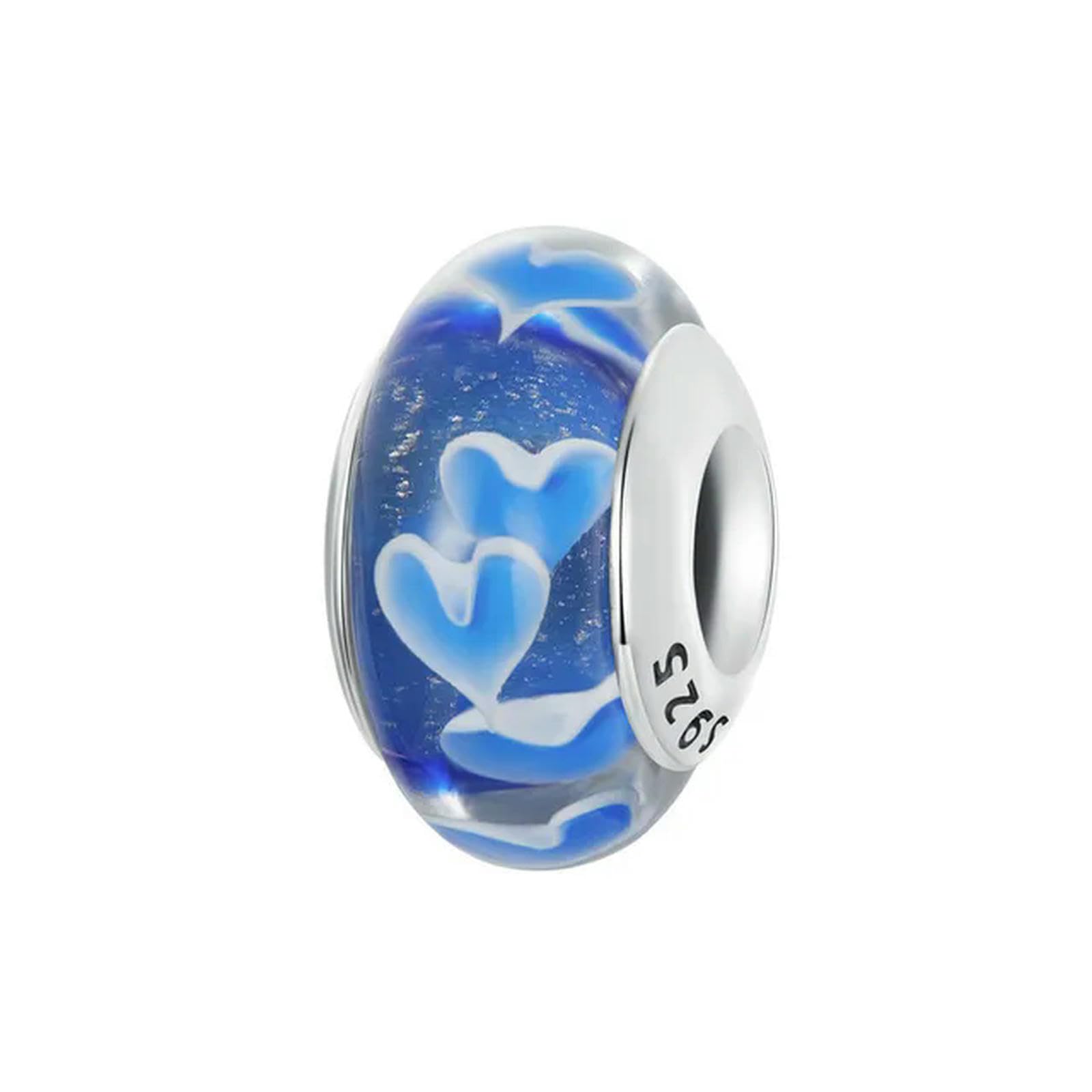 Dijes de corazón azul para mujer, joyería de plata de ley 925, para pulseras, accesorios DIY