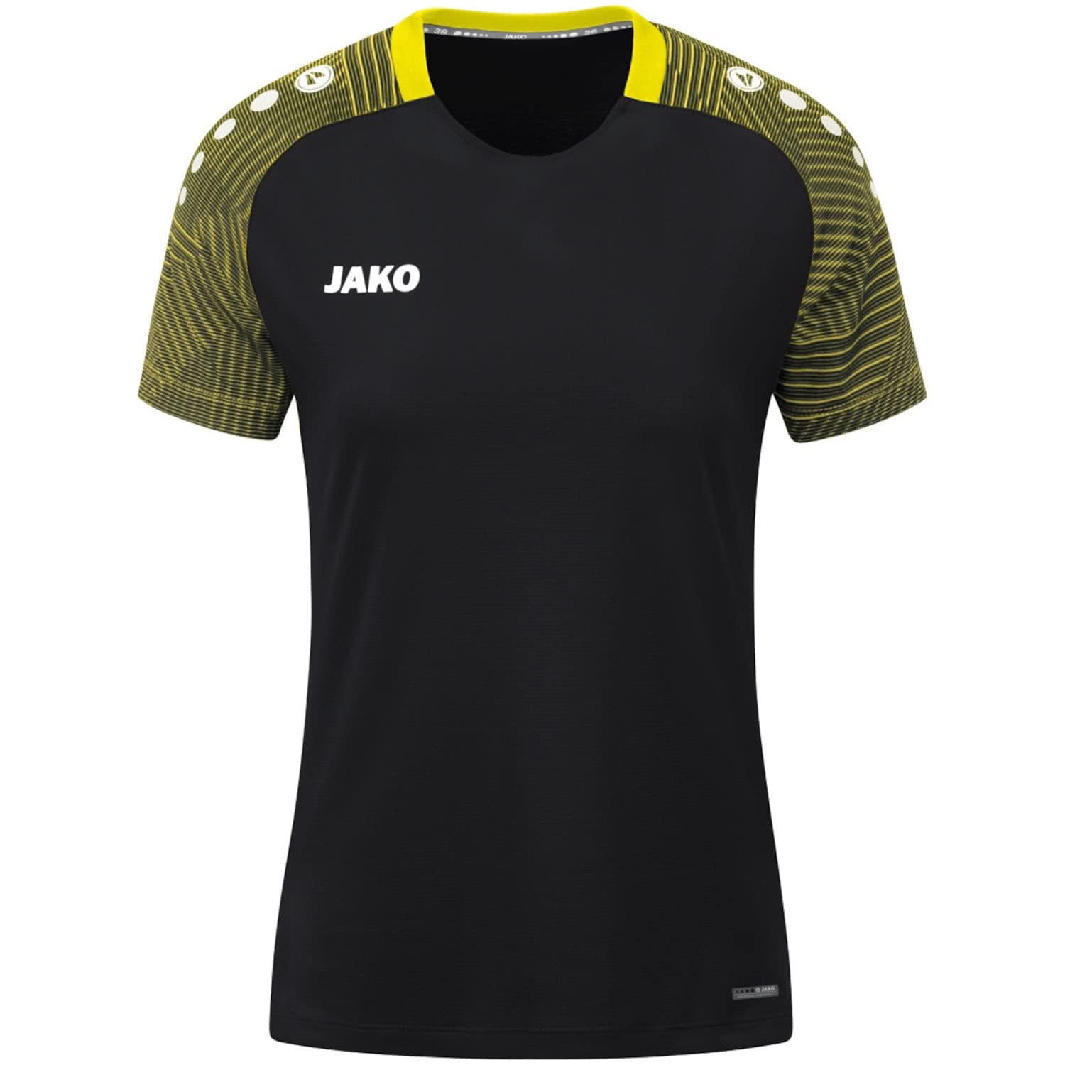 JAKO Damen T-Shirt Performance, Schwarz/Soft Yellow, 36