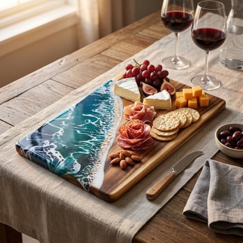 Tabla de cortar personalizada con resina oceánica 16x9" miniatura 7