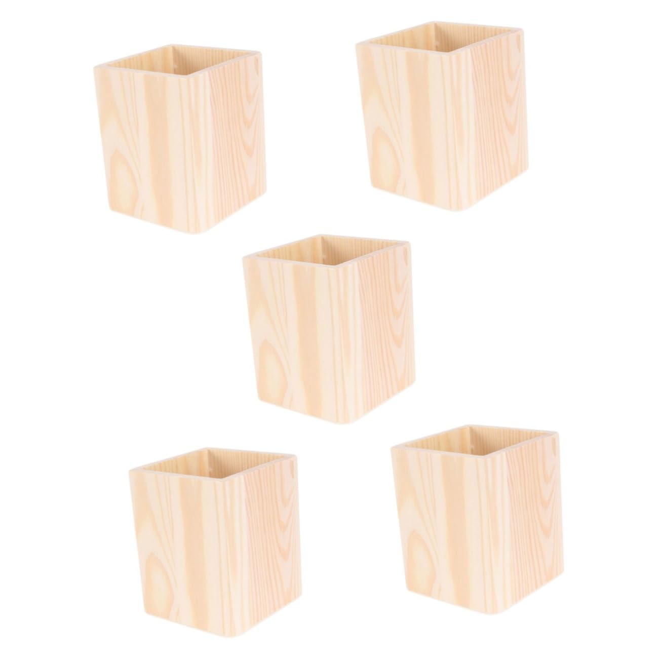 MAGICLULU Lot de 5 Pots à Pinceaux de Maquillage de Capacité Porte-stylos Pot à Crayons Organiseur en Bois pour Bureau