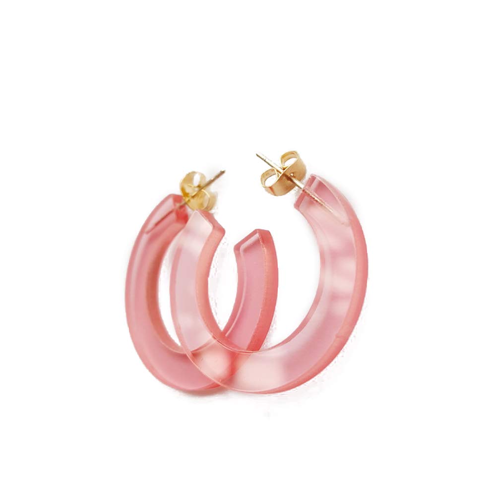 VEINTI+1 Transparent Acrylic Round Shape Candy Color Women's Charm Earring