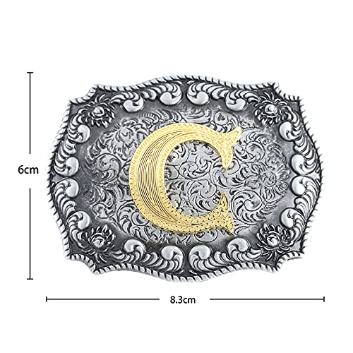Image of HUABOLA CALYN Belt Buckle Men, Western Cowboy Rodeo Small Alphabet Letter ABCDMRJ to Z Initial Belt Buckles for Women
