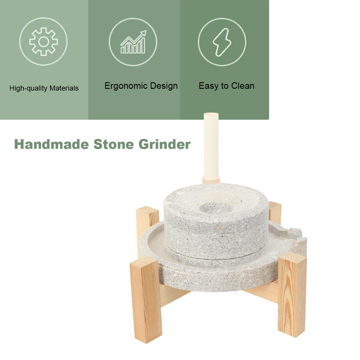 Handgemachte Steinmühle Manuell Steinmahlwerk Kleiner Gewürzzerkleinerer Hause Kaffee Bohnen Retro Mühle Ornamente Mit Holzrahmen Für Getreide, Bohnen Und Gerste