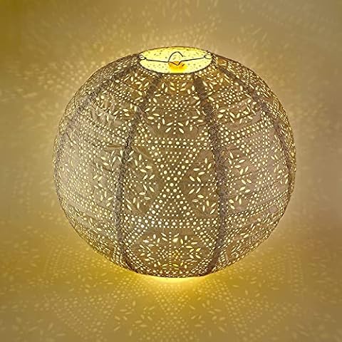 LEMESO Lampenschirm Hohle Weiß Lampion runde Papierlaterne Classic Style Lampenschirm Deko Cover