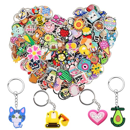 Papacharms Bulk Keychains 20pcs Random Different Keychain Lot Lovely Cool Key Chains for Student Prize Birthday Gift Party Favor