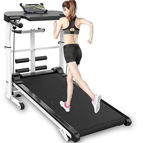 Image of Treadmills, Household Folding Treadmill Silent Walking Machine Sports Fitness Equipment Heart Rate Detection Function, with Retractable Mobile Phone Clip