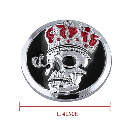 Image of 2pcs Skull Emblem Car Badge Sticker Waterproof Decoration Logo Decals for Car Motorcycle Fridge Computer Door (Silver Black)