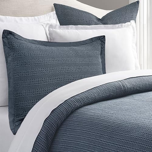 Image of Standard Pillowcase Set of 2 20X26 Pillow Covers Cotton Bed Pillow Shams Soft Decorative Pillow Cases with Envelope Closure, Blue Grey