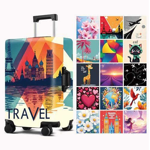 Luggage Cover Washable Suitcase Protector Anti-Scratch,Stretchable Fit for 20-34Inch Luggage Durable Travel Bag Cover with Zipper Closure (Travel-1, L(fits 28-30Inch suitcase))2