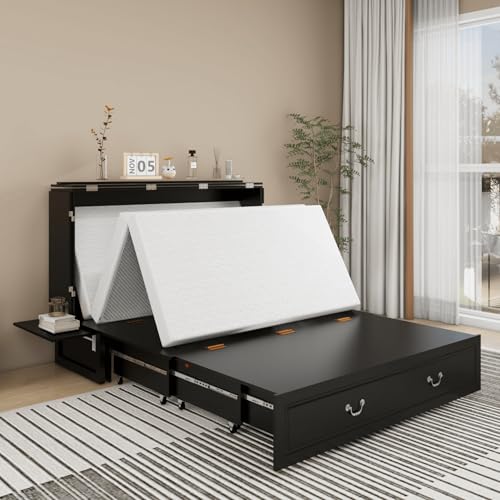 Queen-Murphy-Bed-Murphy-Bed-with-Folding-Mattress-Murphy-Bed-Cabinet-with-USB-and-Charging-Port-Murphy-Bed-Queen-Suit-for-Guest-Room-Black-Walnut-Cabinet-Bed-with-Drawer-Cabinet-Bed Queen Murphy Bed Murphy Bed with Folding Mattress Murphy Bed Cabinet with USB and Charging Port Murphy Bed Queen Suit for Guest Room Black Walnut Cabinet Bed with Drawer Cabinet Bed