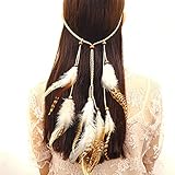 Las diademas de plumas indias están hechas de plumas, correa trenzada y cuentas de madera. Exquisito con materiales suaves y hecho a mano cuidadosamente en cada detalle para dar un aspecto impresionante, mágico y elegante. Es mucho más cómodo y agradable de llevar.