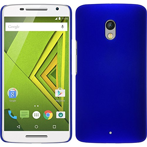 PhoneNatic Funda Rígida Compatible con Motorola Moto X Play - Goma Azul - Cover Cubierta + Protector de Pantalla
