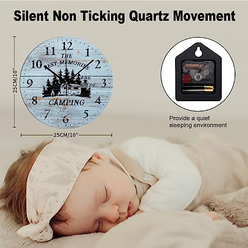 Reloj de pared redondo analógico silencioso de madera 10 pulgadas miniatura 2