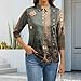 Women's Printed Fashion T Shirts Lapel 3/4 Sleeve Polo Shirt Tops Button Down 2026 Casual Loose Plus Size Blouse