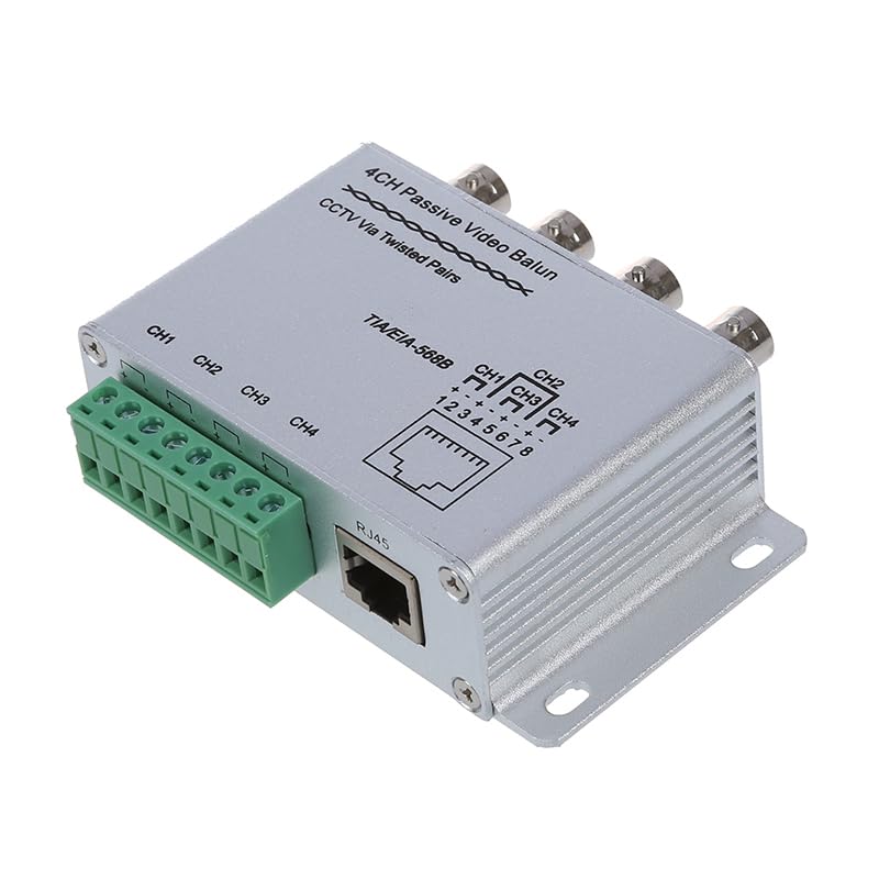 Wiring Connecting Terminals - KSOL Silver UTP 4 Channel Passive Video Balun Transceiver Adapter