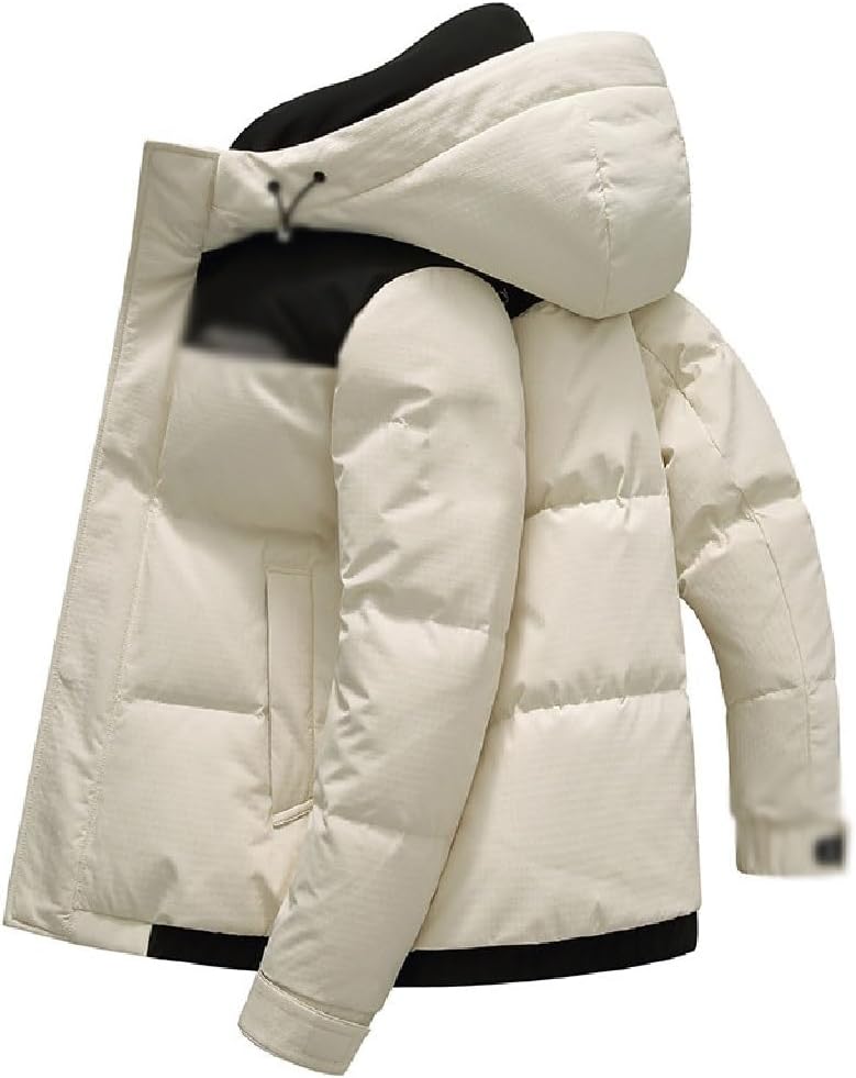 VIDI Men's Thickened Hooded Down Jacket White Duck Short Thick
