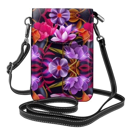 Sac à bandoulière imprimé fleurs violettes contre le désordre