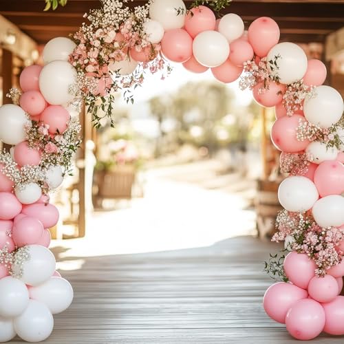 Image of RUBFAC 135pcs White Balloons Different Sizes 18 12 10 5 Inch for Garland Arch, Latex Balloon Globos for Wedding Birthday Party Baby Shower Anniversary Baptism Decorations