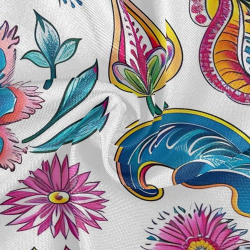 Wajiw 60 Inch Indoor Outdoor Round Tablecloth with Umbrella Hole and Zipper Waterproof Patio Table Cover for Camping Dining Room Party Outdoor Picnic,Paisley